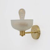 Attributed to Barovier & Toso Brass and Pulegoso Murano Glass Sconces, Pair
