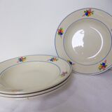 Set of 4 soup plates from the Gien factory, Nice model, in porcelain