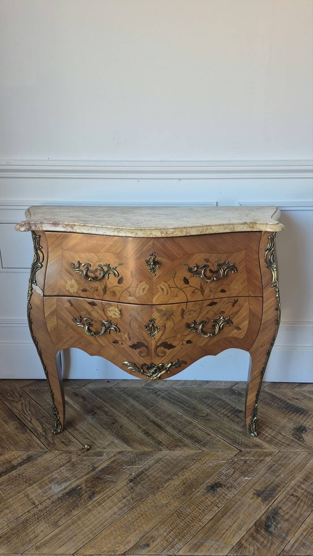 Two-drawer sautéuse in Louis XV style, stamped Skalski.