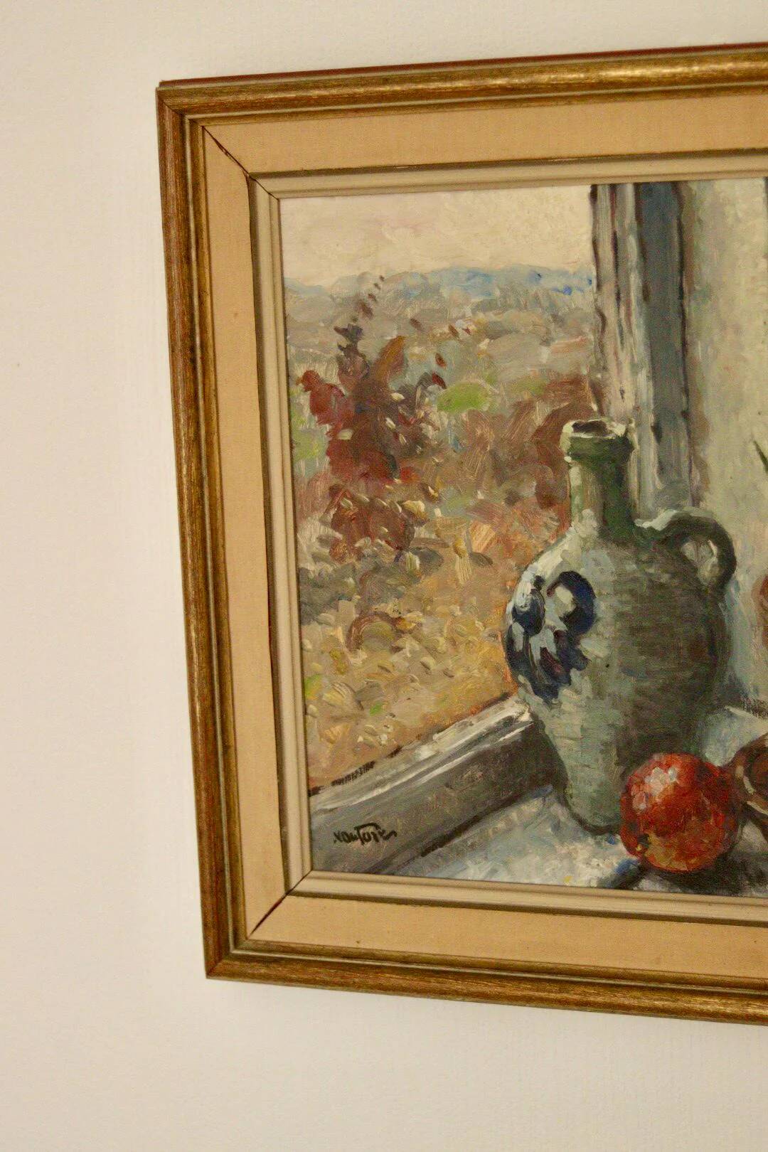 Huile sur toile suédoise originale « Nature morte à la plante en pot »