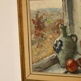 Huile sur toile suédoise originale « Nature morte à la plante en pot »