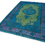 Handmade vintage turkish 1980s 188 cm x 320 cm blue rug