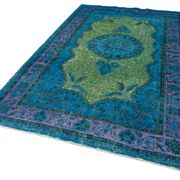 Handmade vintage turkish 1980s 188 cm x 320 cm blue rug