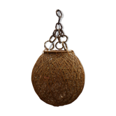Suspension vintage boule rotin et ficelle