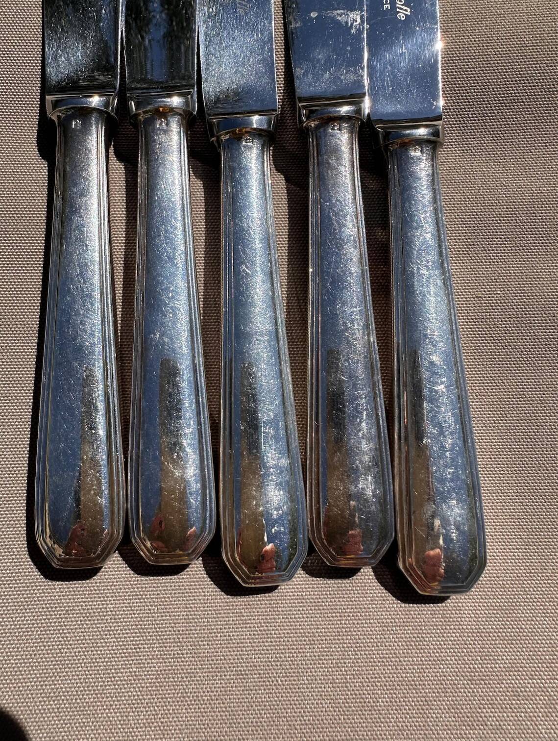 Set of 5 Large Table Knives Christofl - America Model by Luc Lan