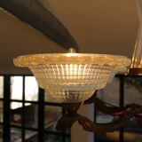 Art Deco lustre, opalescent glass, Ezan & Petitot, signed.