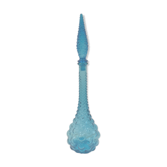 Carafe vintage Empoli en verre bleu bullé