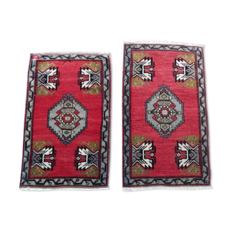 Pair of Turkish Oushak rugs 54 x 90 cm