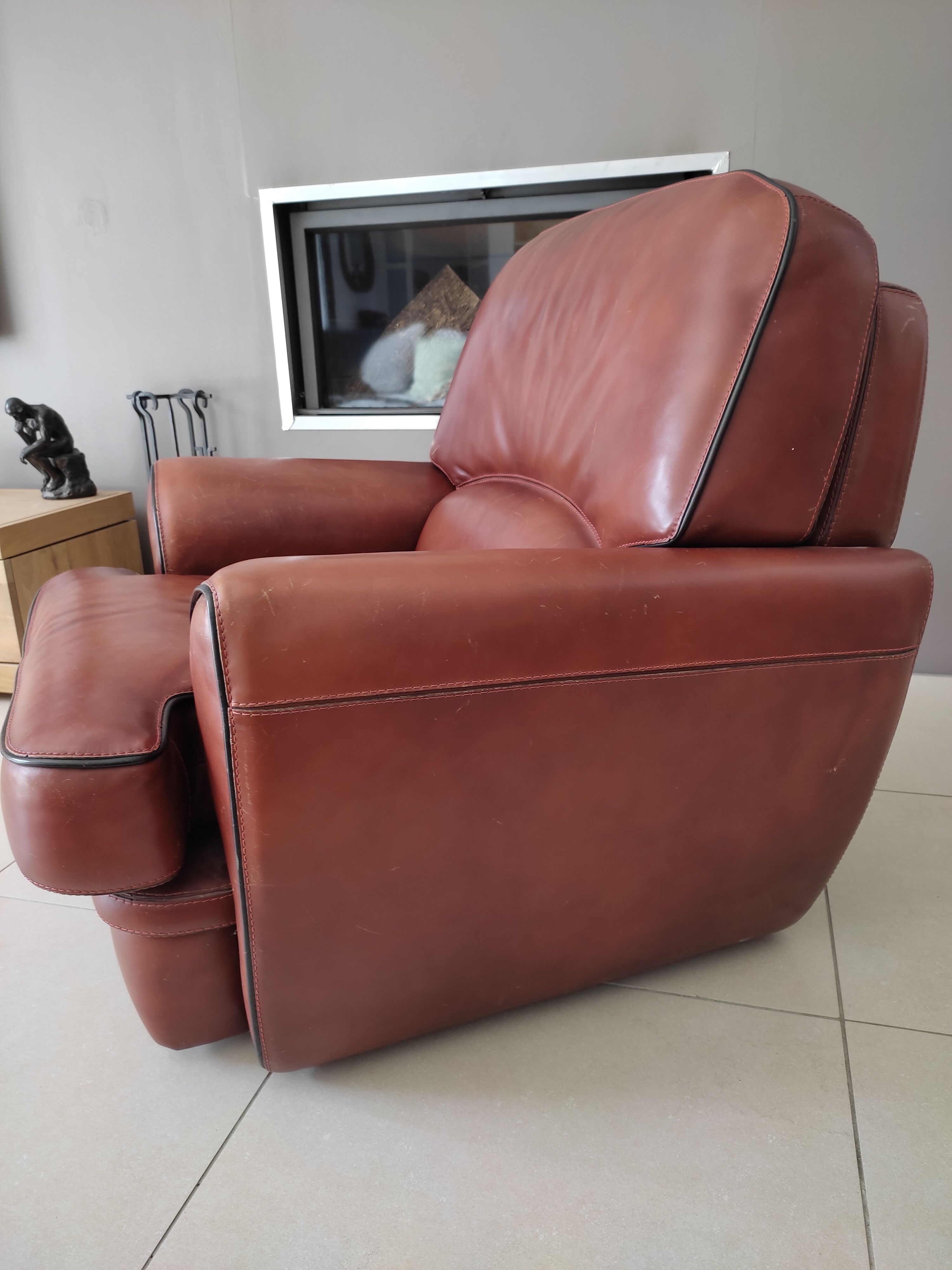 Full grain leather armchair