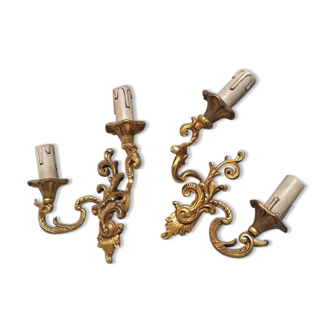 2 antique gold wall lights