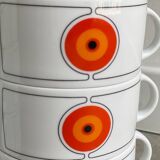 Set van 6 Vintage Thomas Germany Rosenthal Eclipse soepkommen, Space Age Op Art design