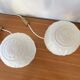 Pair of Art Deco glass globe table lamps with brass base.