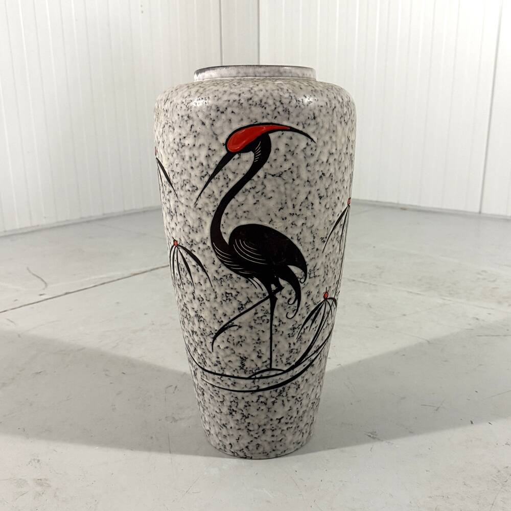 West-Germany pottery vase crane floor vase 1960’s