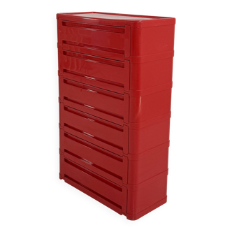 Cabinet rouge modèle “4964” par Olaf Von Bohr pour Kartell, 1970