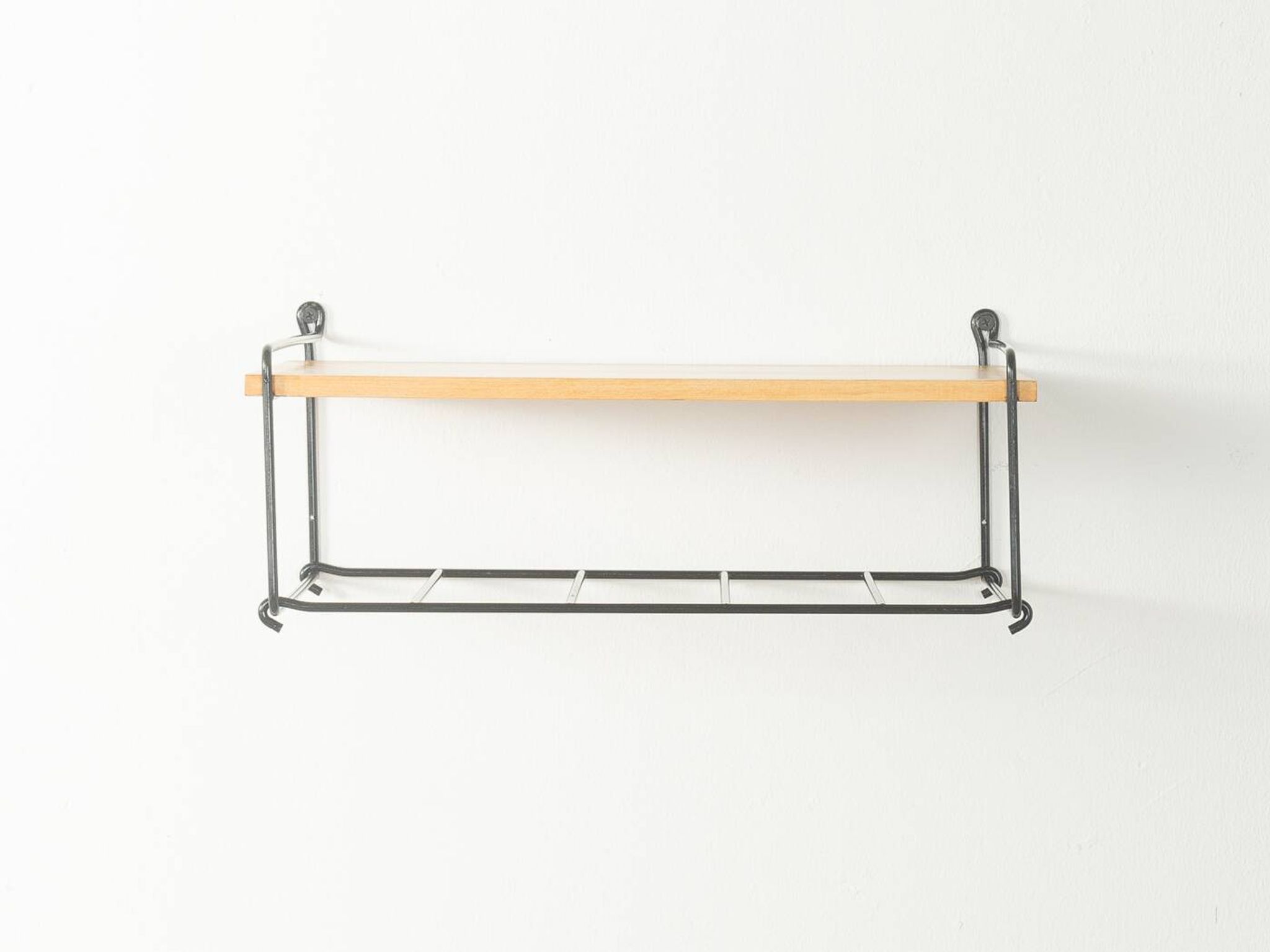 Functional telephone shelf, mid-century, ash wood and metal, 1950s