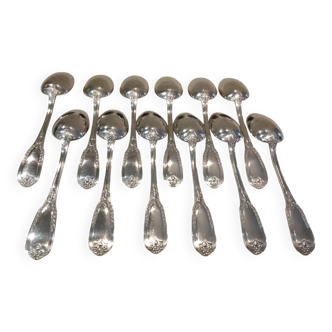 12 silver-plated metal soup spoons by Ravinet & Cie, Empire 81.
