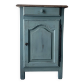 Petit meuble d'appoint ancien patiné vert sauge et bois massif