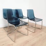 Set of 4 Tobias chairs in blue plexi