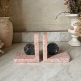 Paire de serre-livres livres en marbre rose et gris