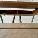 Ancien pupitre d’école double vintage Colman Thonon 1950-1960