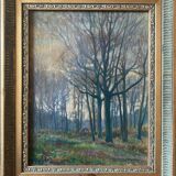 "Forest landscape" painting by Georges Moullade (1893-1968) frame