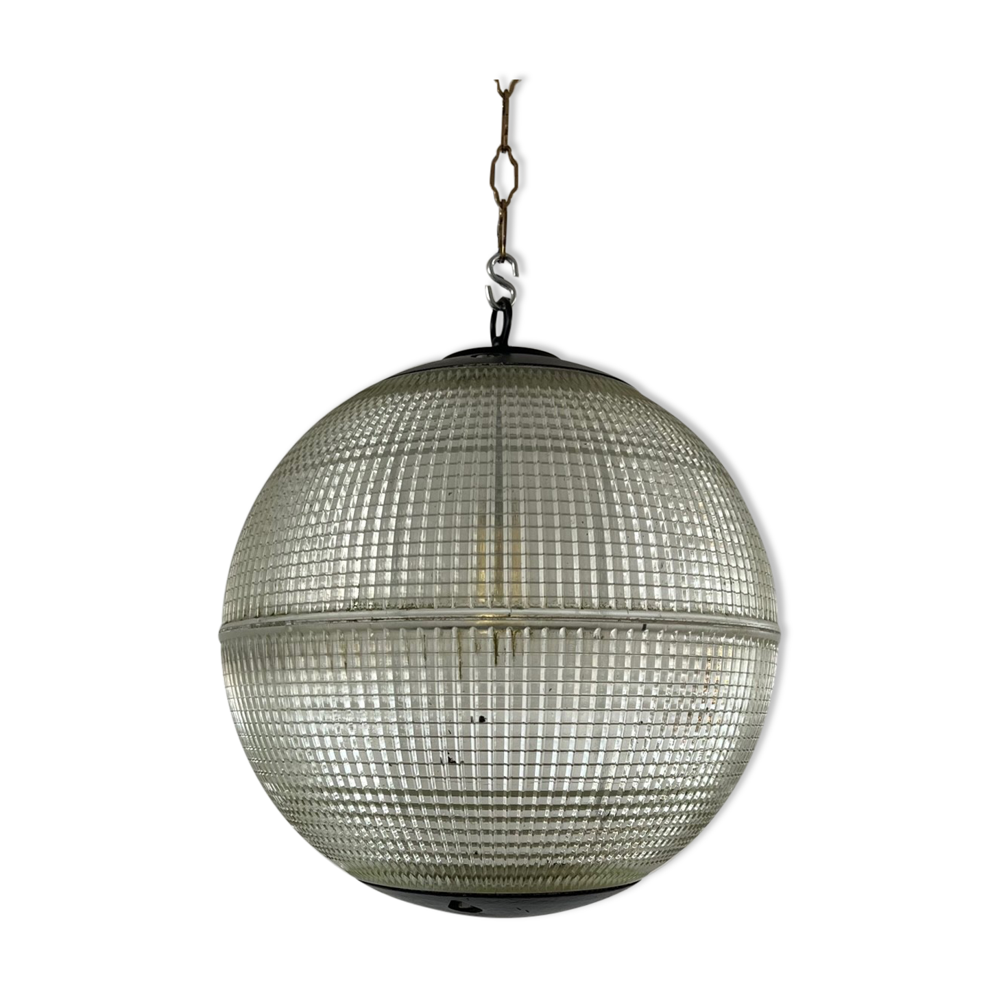 Parisian glass holophane hanging lamp