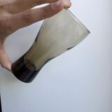 Set of 4 glasses in smoked glass and thick bottom 70s