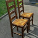 Paire de chaises en chêne et paille – années 50