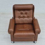 Fauteuil en cuir du milieu du siècle, années 1970