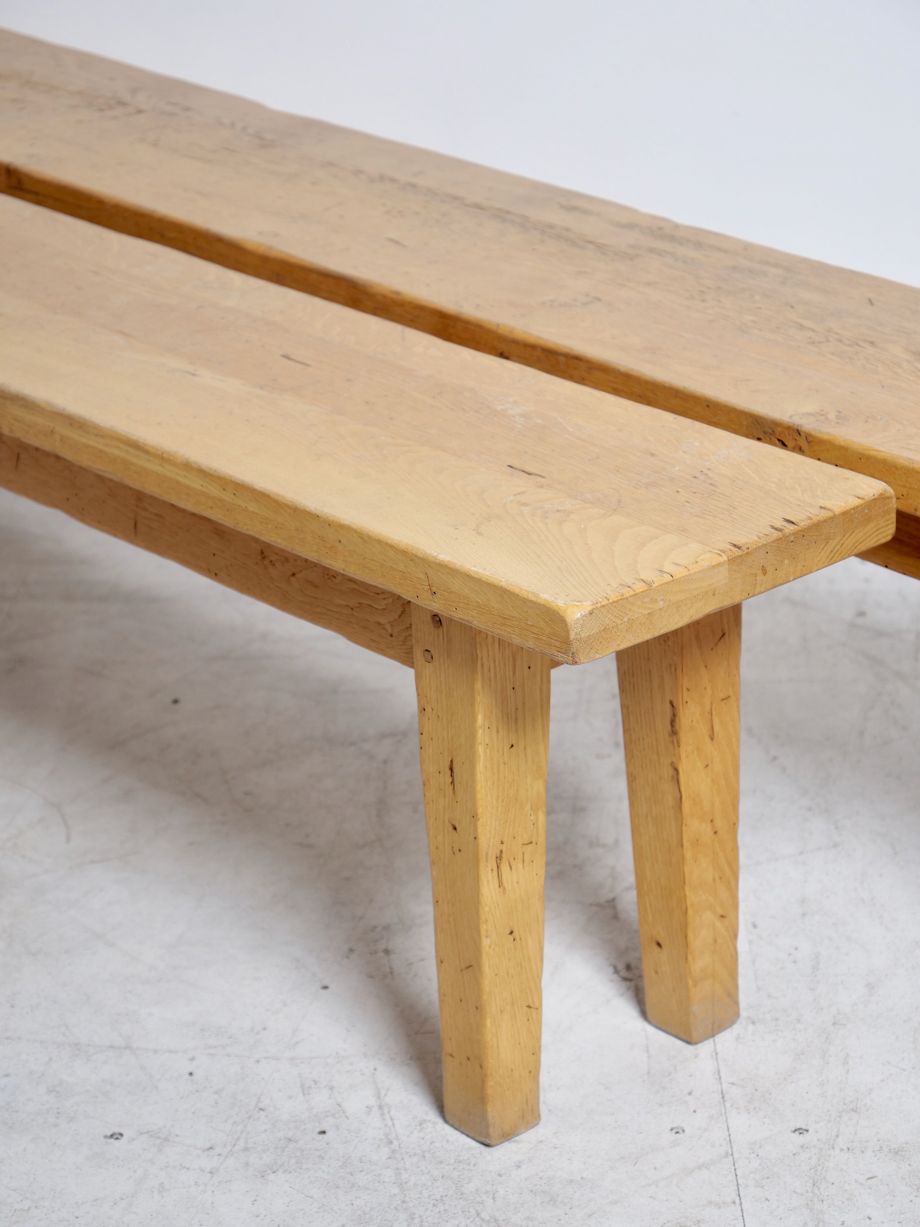 Pair of light oak benches