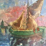 Toile du peintre Paul Buresi intitulée le Bateau Vert
