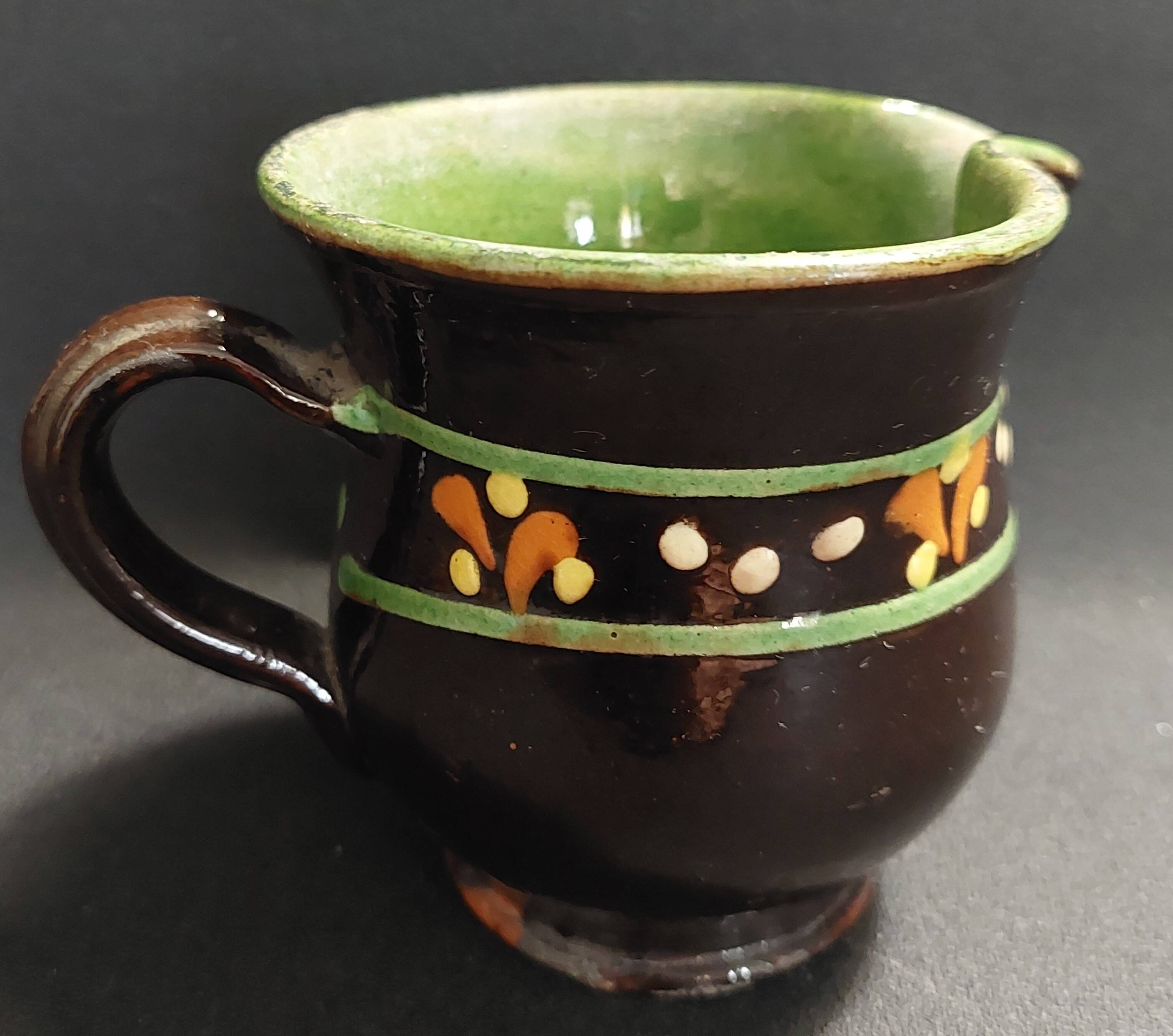 Glazed terracotta cream jug, Savoie, early 20th century