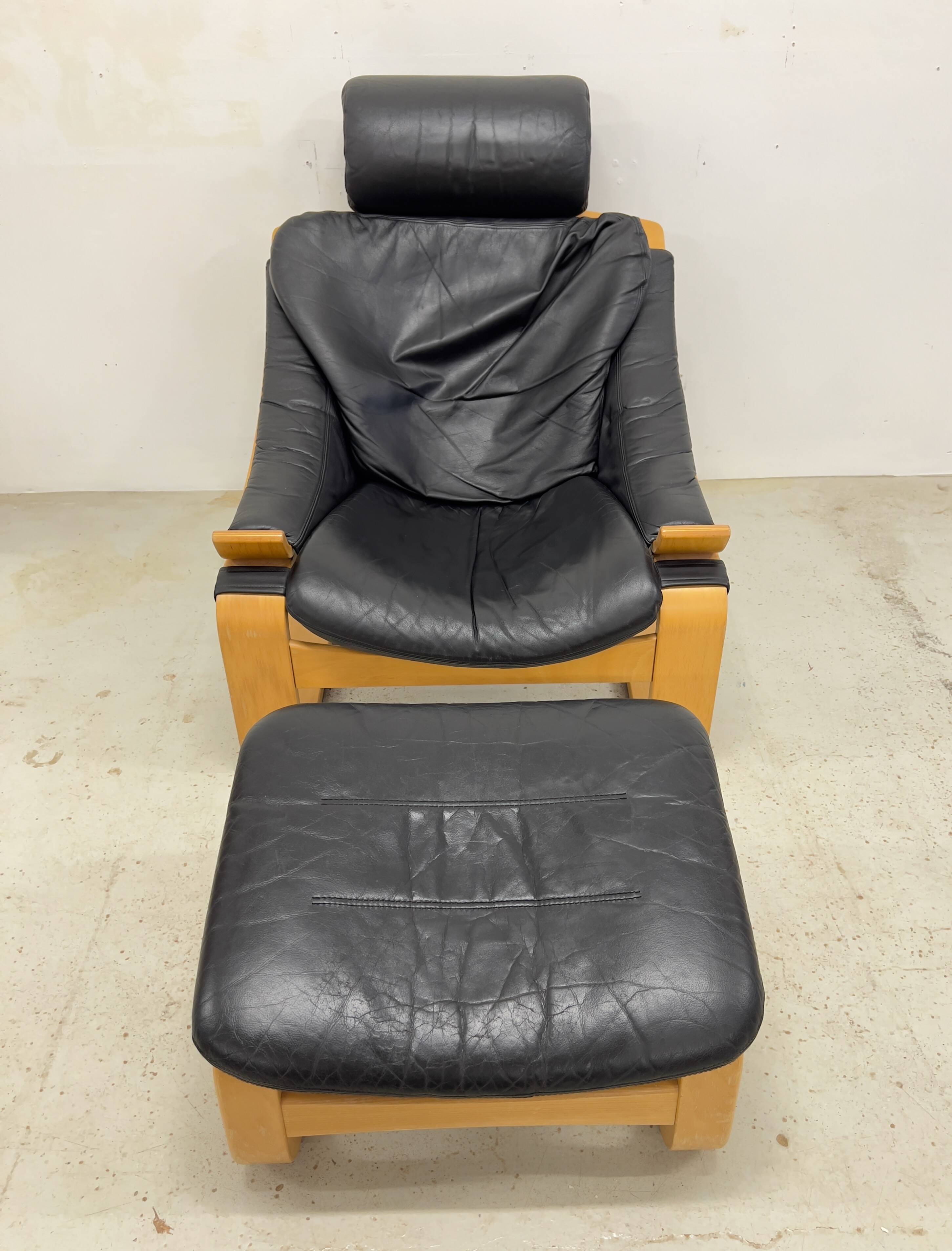 Swedish Kroken Lounge Chairs & Ottoman by Åke Fribyter for Nelo, 1970s