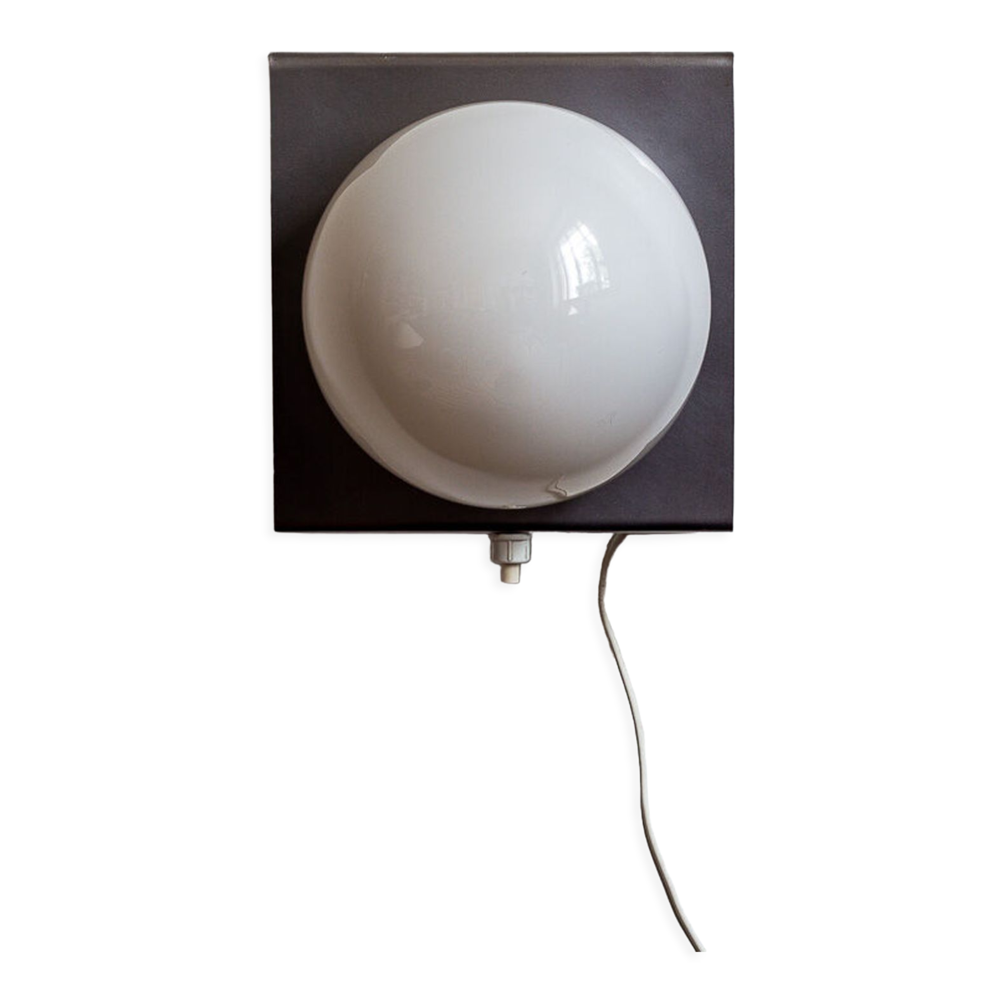 Wall lamp or table lamp in steel and opaline, France, 80s