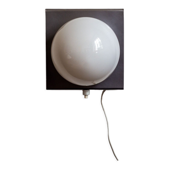 Wall lamp or table lamp in steel and opaline, France, 80s