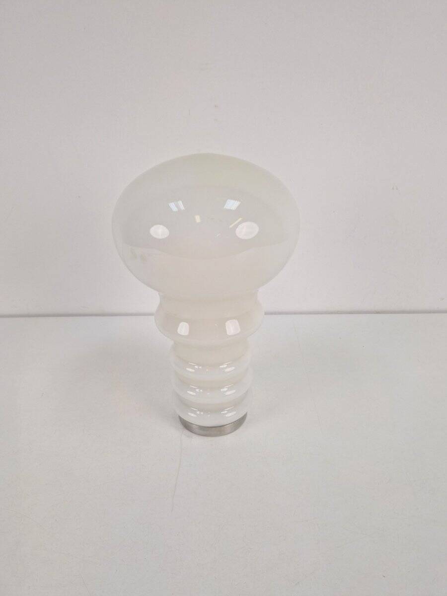 Vintage Space Age Bulb Table Lamp in White Glass, Germany, 1970s