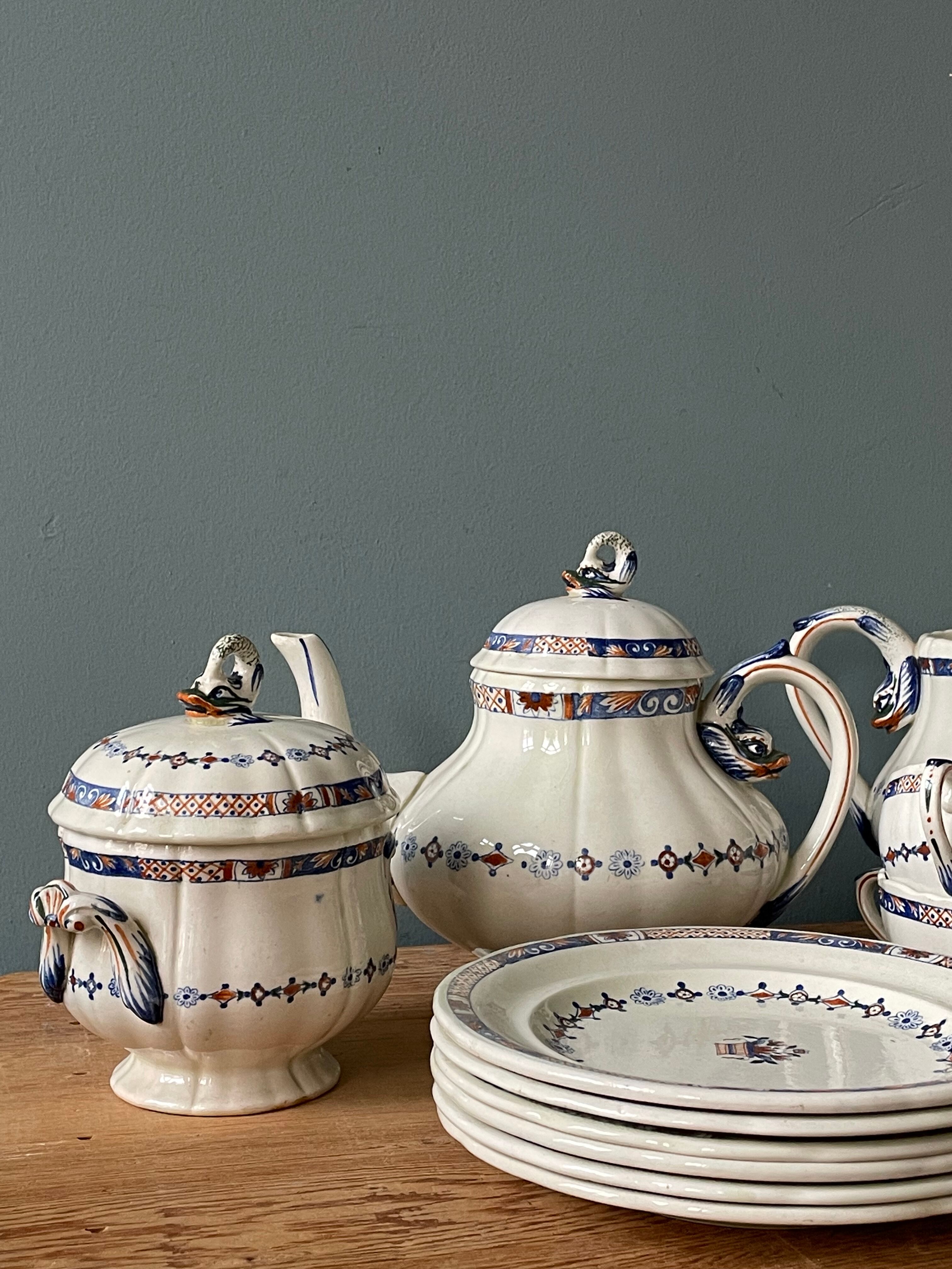 Coffee service Émile Bourgeois Grand Dépôt, décor Rouen XIXth