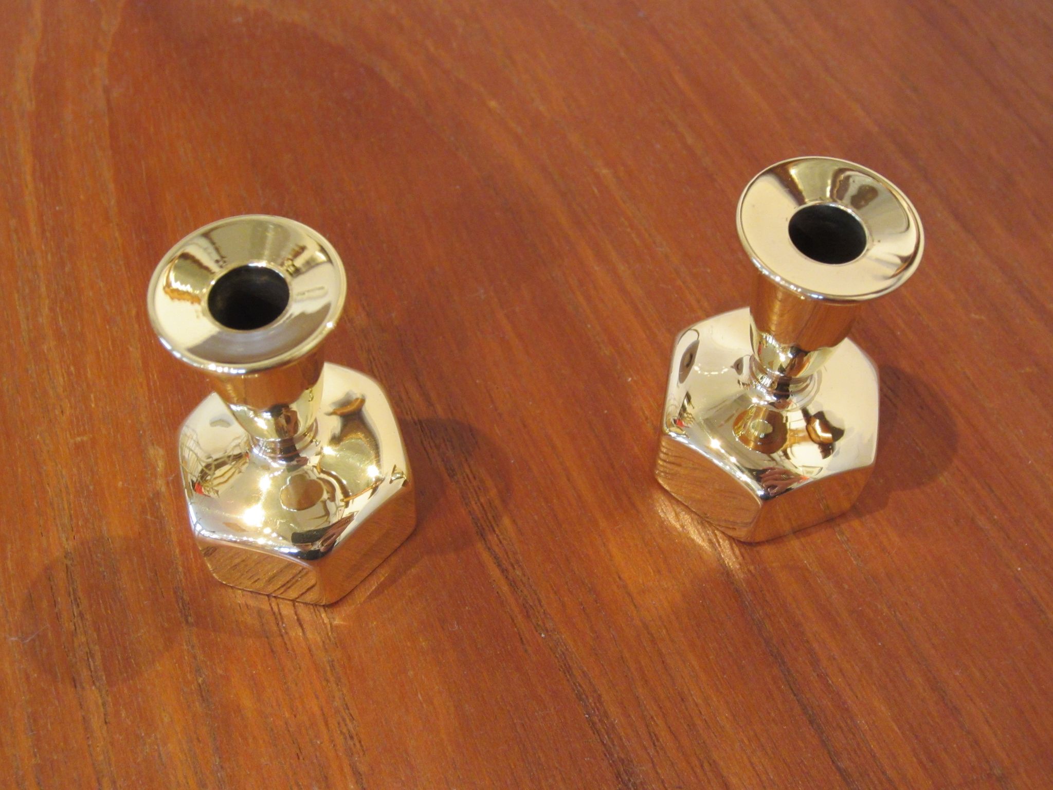Pair of Scandinavian brass candlesticks L125 by Hans-Agne Jakobsson