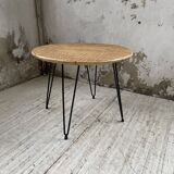 Wicker and metal coffee table from the 1950s