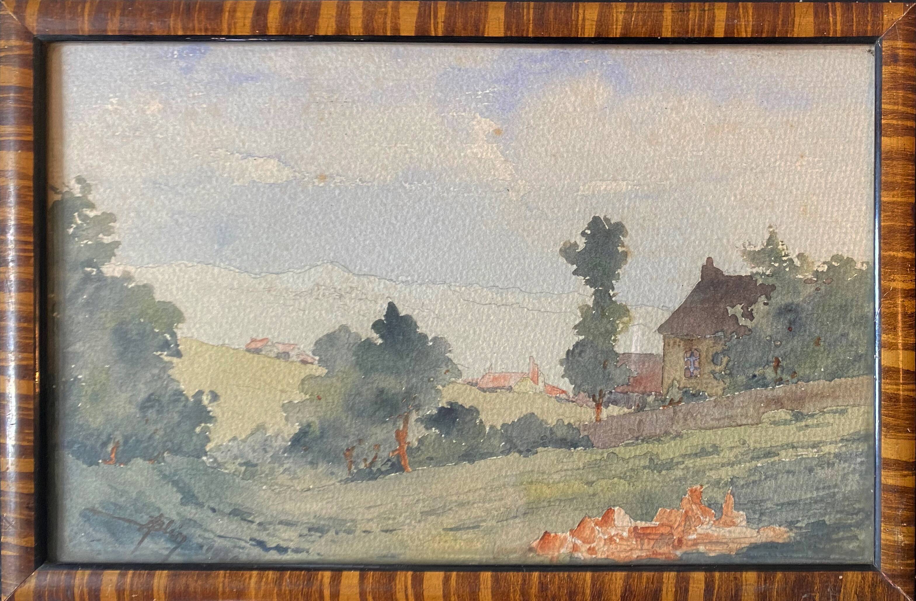 Watercolors XIX° "Landscapes of the countryside" signed A. Blin