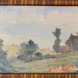 Watercolors XIX° "Landscapes of the countryside" signed A. Blin