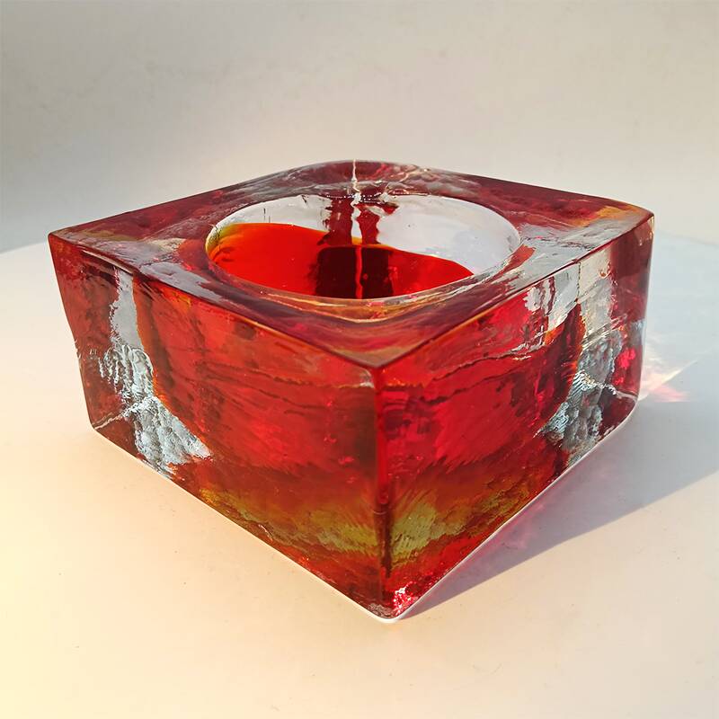 Cendrier carré en verre de Murano fait à la main, années 1960
