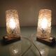 Pair of vintage bedside lamps in conical smoked glass