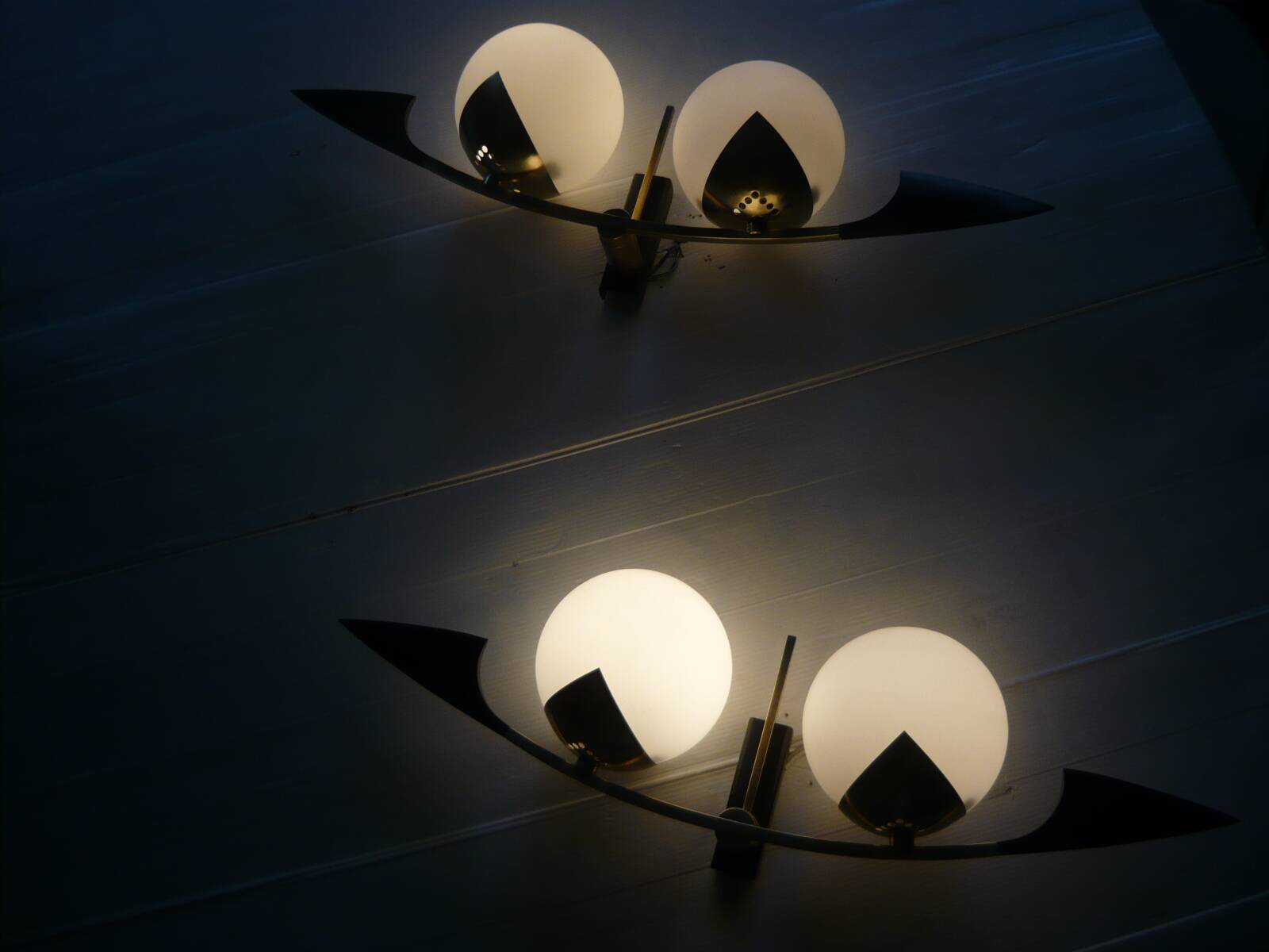 Rare pair of vintage wall lights for Arlus