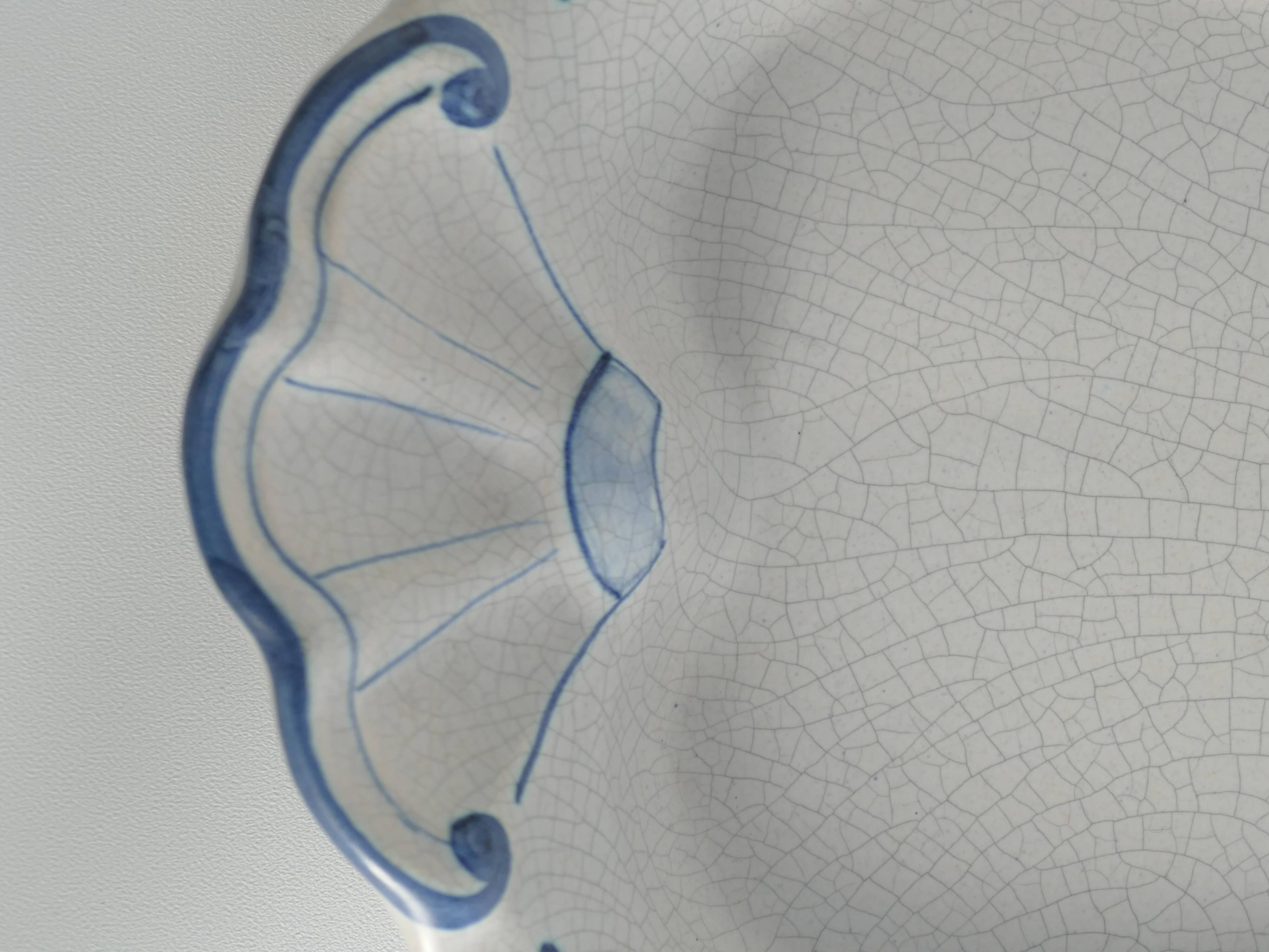 Art Deco French Blue Floral Decor Plate by Allan Eberling, Bo Fajans