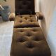 Seventies long chair in ochre velvet