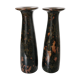 Pair of enamelled ceramic candlesticks
