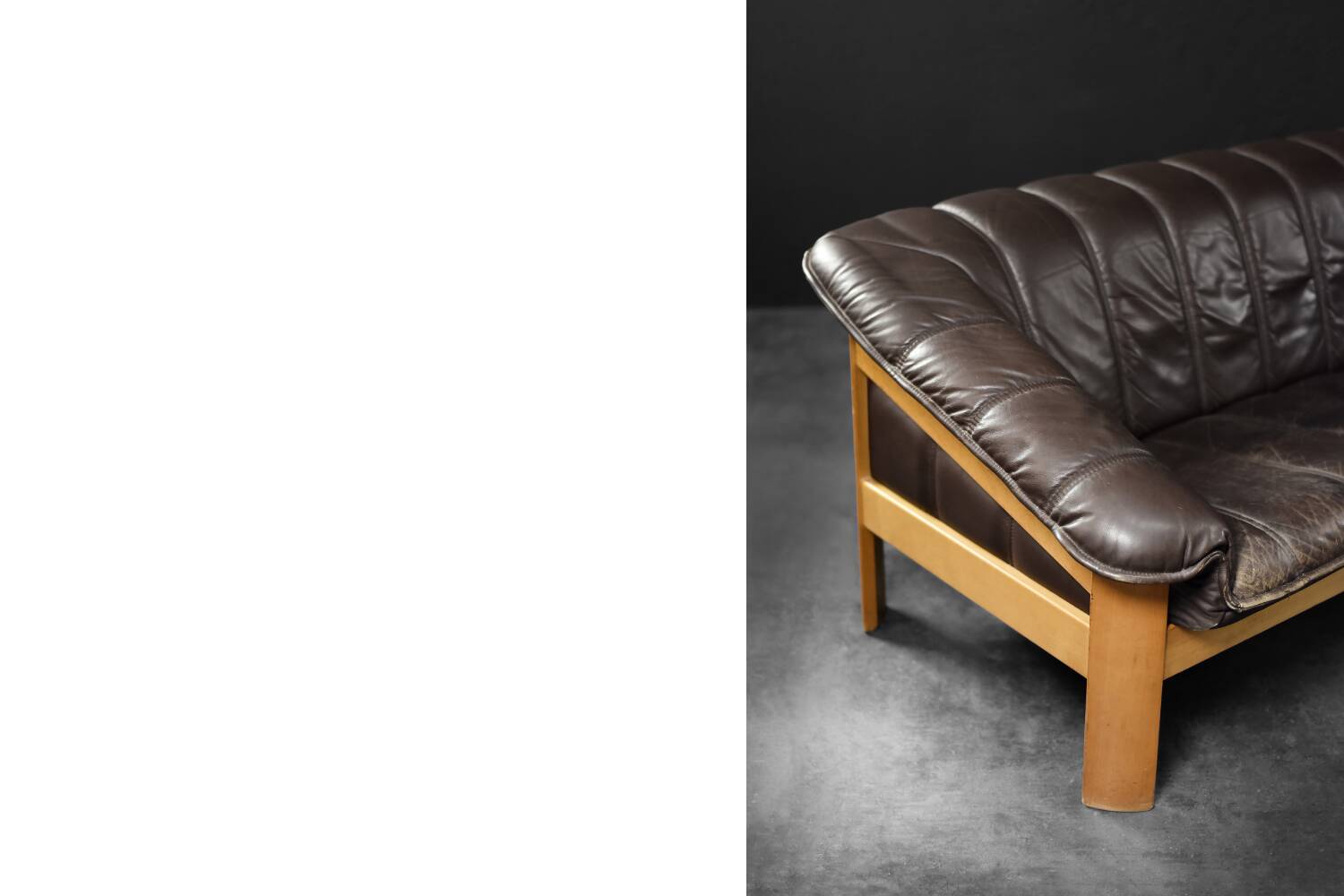 Vintage Mid-Century Modern Danish Brown Leather 3-Seater Sofa, 1970s