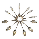 12 silver cutlery pieces by Alphonse Debain with its case.