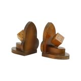 Vintage Wooden Dice Bookends Art Deco Style